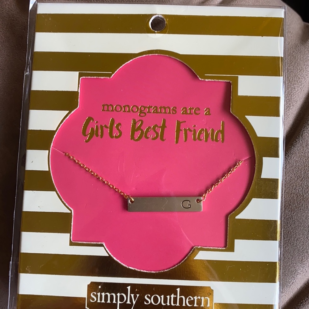 NWT “G” Simply Southern Initial Bar Necklace